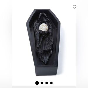 IN SEARCH OF Halloween Black Cloaked Figure With Skull in Coffin by Place & Time